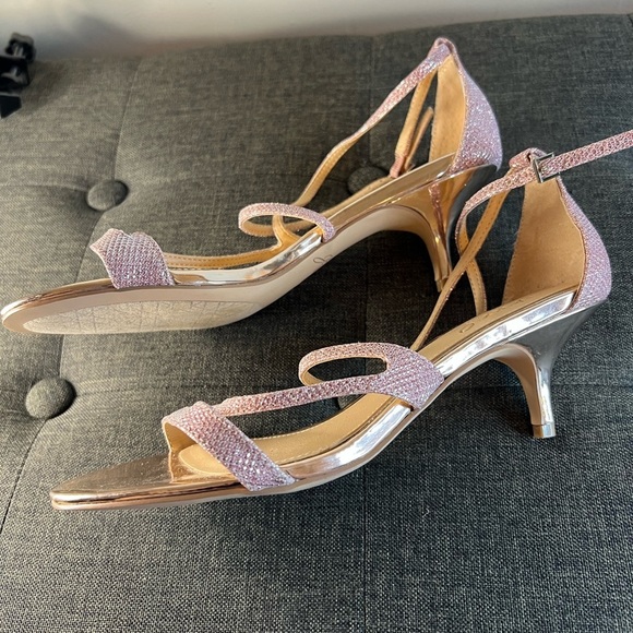 Badgley Mischka Pink jeweled Strappy Heels - Picture 4 of 7